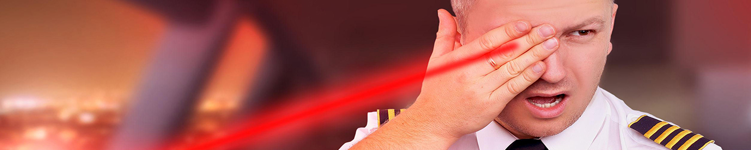 Photo of a pilot blinded by laser from the ground
