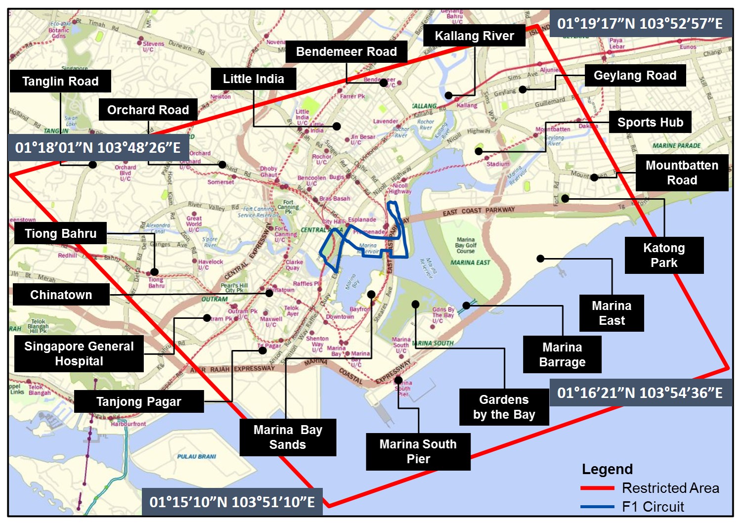 Map of F1 TRA (Coordinates)